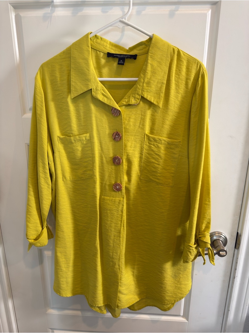 Marc New York Lime Button-Front Collared Shirt with Tie Cuffs